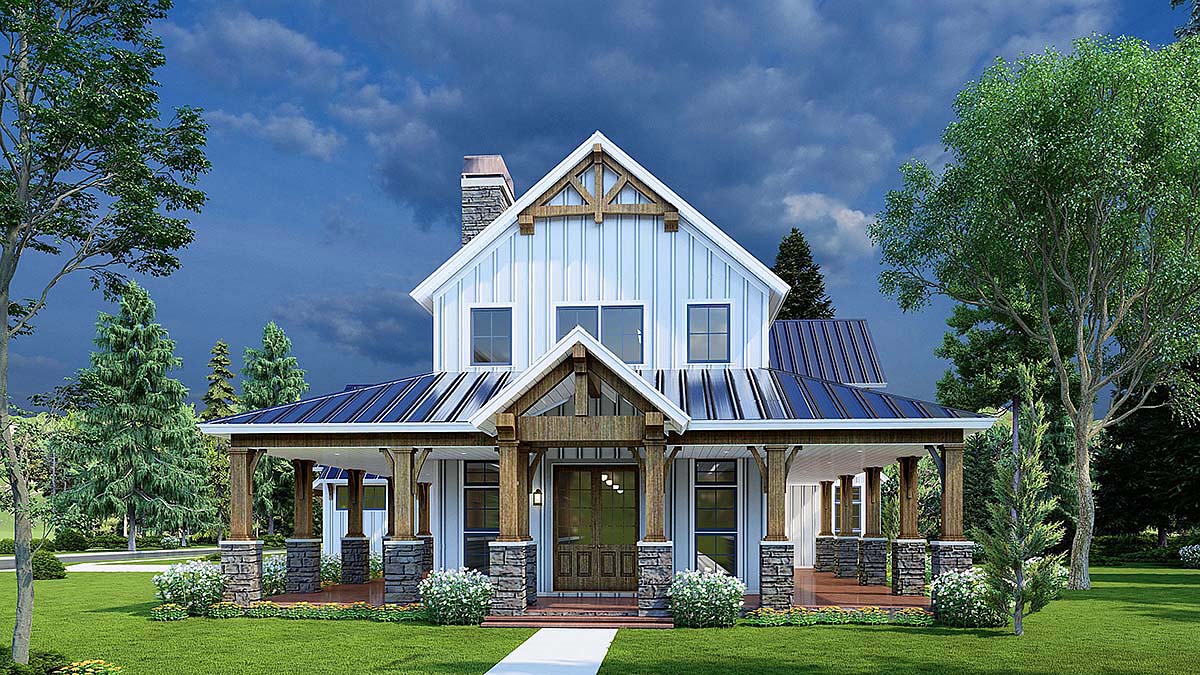 Barndominium, Bungalow, Country, Craftsman, Farmhouse Plan with 3014 Sq. Ft., 3 Bedrooms, 5 Bathrooms, 2 Car Garage Picture 12