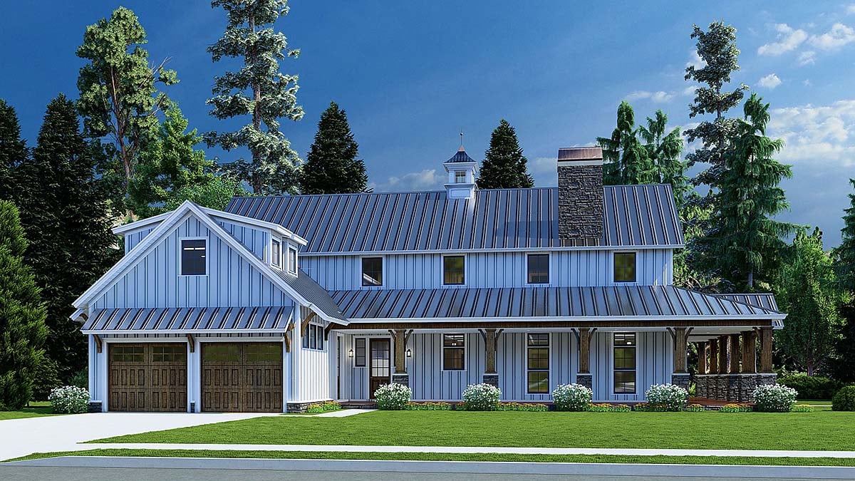 Barndominium, Bungalow, Country, Craftsman, Farmhouse Plan with 3014 Sq. Ft., 3 Bedrooms, 5 Bathrooms, 2 Car Garage Picture 3