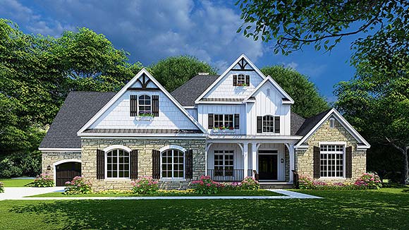 Bungalow, Country, Craftsman, Traditional House Plan 82632 with 5 Beds, 6 Baths, 3 Car Garage Elevation