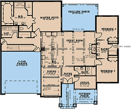 Bungalow, Craftsman, Traditional House Plan 82633 with 4 Beds, 4 Baths, 2 Car Garage First Level Plan