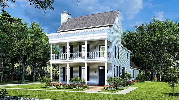 Colonial, Country, Farmhouse, Southern, Traditional House Plan 82634 with 3 Beds, 3 Baths, 2 Car Garage Elevation