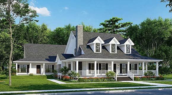 Country, Farmhouse House Plan 82639 with 6 Beds, 7 Baths, 3 Car Garage Elevation