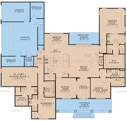 House Plan 82648 - Traditional Style with 2700 Sq Ft, 4 Bed, 3 Ba