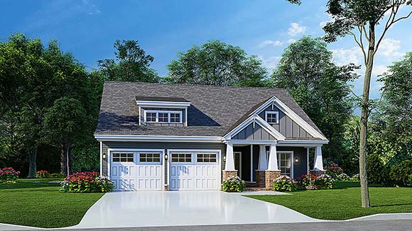 Bungalow, Cottage, Craftsman, Traditional House Plan 82651 with 3 Beds, 2 Baths, 2 Car Garage Elevation