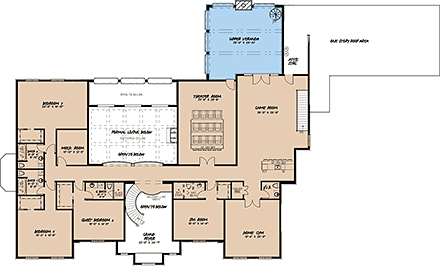 European, Traditional House Plan 82654 with 6 Beds, 8 Baths, 4 Car Garage Second Level Plan