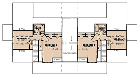 Bungalow, Cabin, Cottage, Country, Craftsman, Farmhouse Multi-Family Plan 82656 with 4 Beds, 3 Baths Second Level Plan