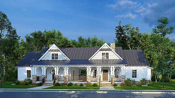 Bungalow, Cabin, Cottage, Country, Craftsman, Farmhouse Multi-Family Plan 82656 with 4 Beds, 3 Baths Elevation