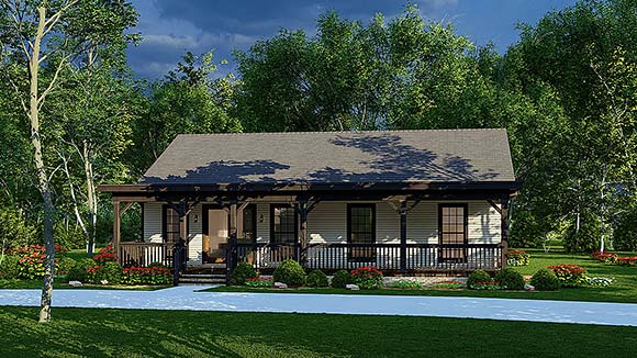 Cabin, Country, Farmhouse, Southern, Traditional House Plan 82659 with 2 Beds, 3 Baths Elevation
