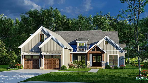 Bungalow, Cottage, Craftsman, Farmhouse, Traditional House Plan 82661 with 3 Beds, 2 Baths, 2 Car Garage Elevation