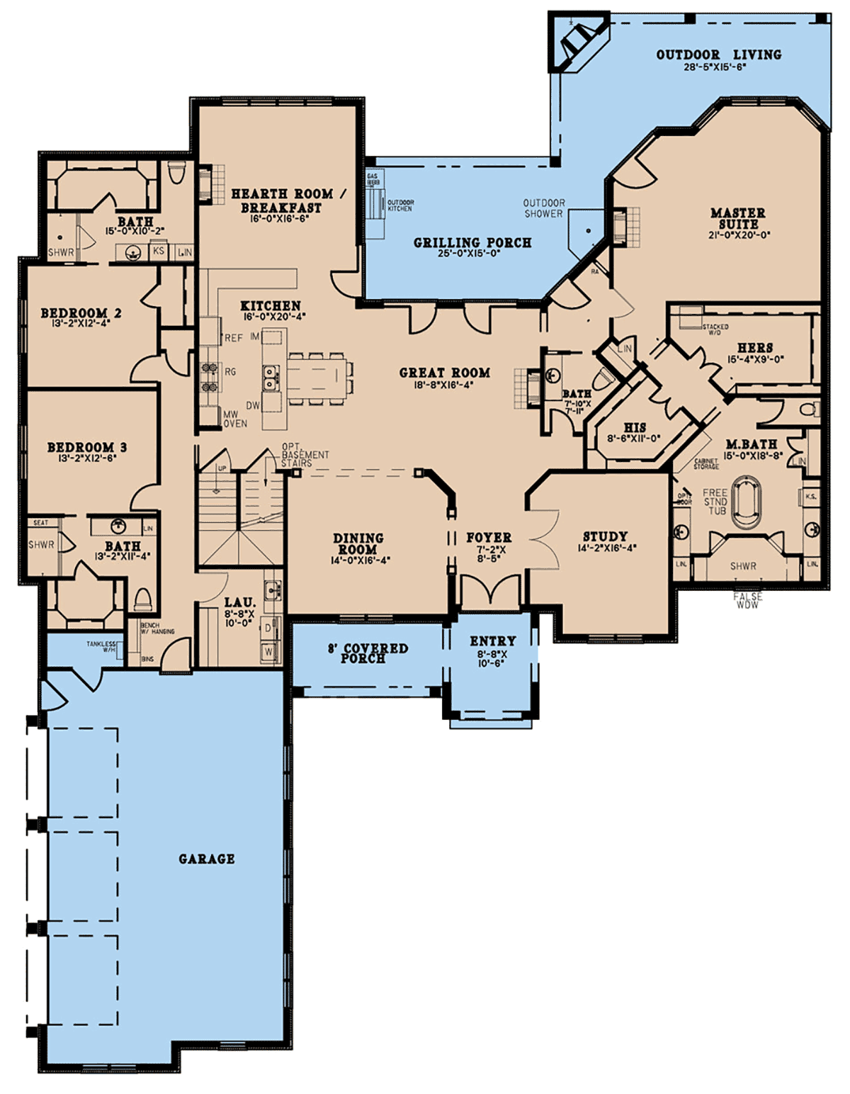 House Plan 82675 - Traditional Style with 4265 Sq Ft, 3 Bed, 4 Ba