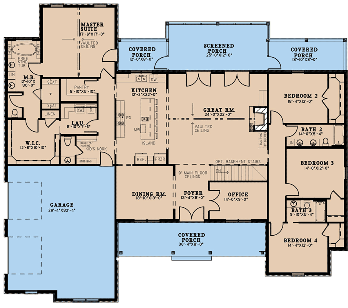 House Plan 82679 - Traditional Style with 3240 Sq Ft, 4 Bed, 3 Ba