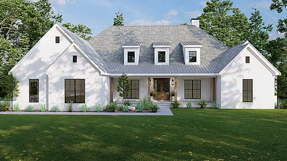 Farmhouse, Traditional House Plan 82679 with 4 Beds, 4 Baths, 2 Car Garage Elevation