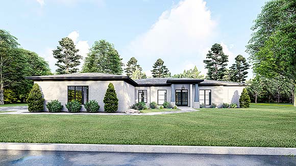 Contemporary, European, Mediterranean House Plan 82685 with 3 Beds, 3 Baths, 3 Car Garage Elevation