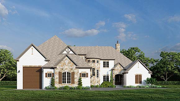 Craftsman, European, French Country, Traditional House Plan 82691 with 5 Beds, 4 Baths, 4 Car Garage Elevation