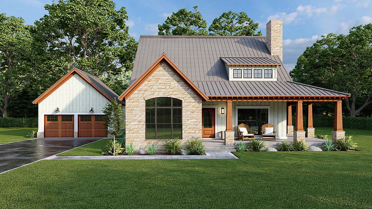 Bungalow, Country, Craftsman, Farmhouse House Plan 82693 with 3 Beds, 3 Baths, 2 Car Garage Elevation