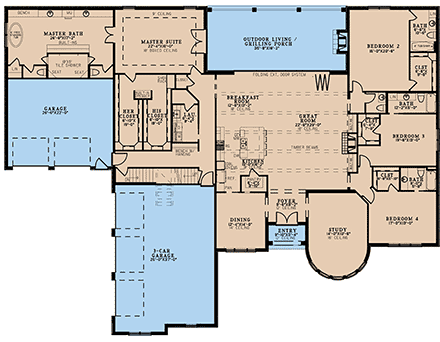 Craftsman, European, French Country House Plan 82696 with 6 Beds, 9 Baths, 5 Car Garage First Level Plan