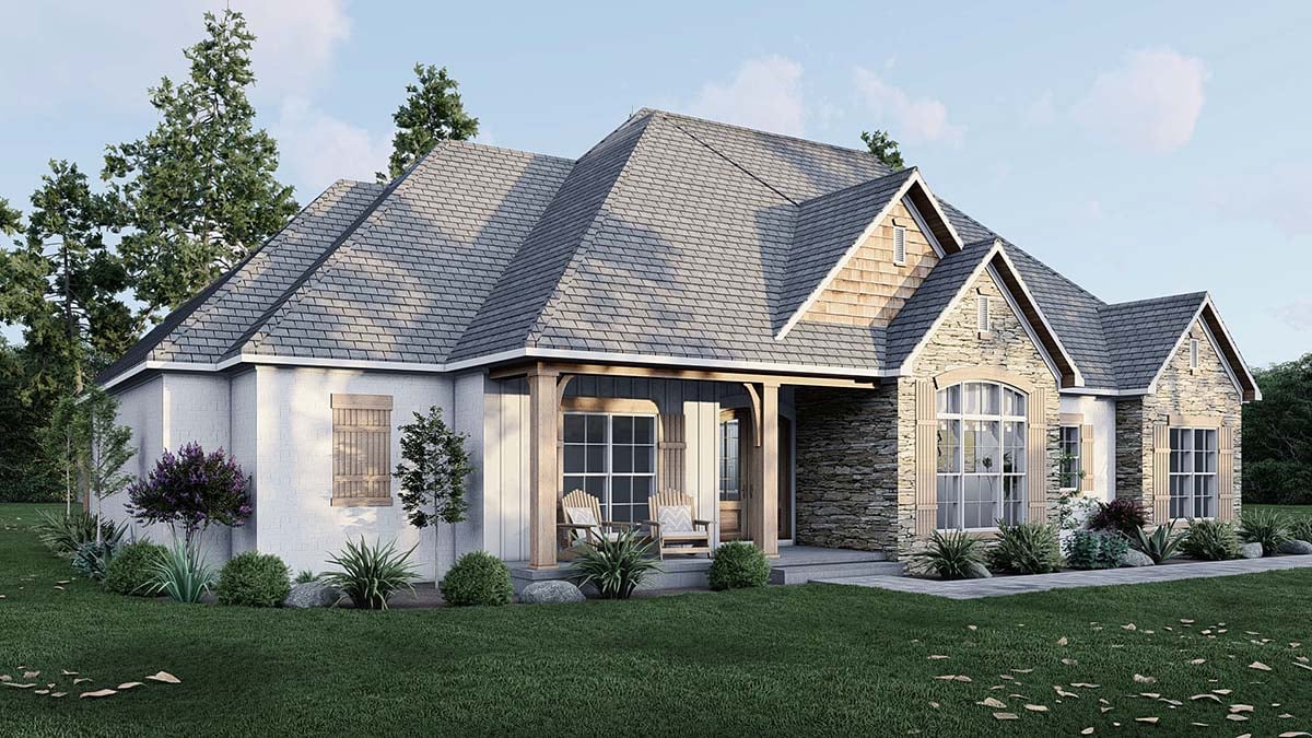Bungalow, Craftsman, European, Traditional Plan with 2199 Sq. Ft., 3 Bedrooms, 3 Bathrooms, 3 Car Garage Picture 3