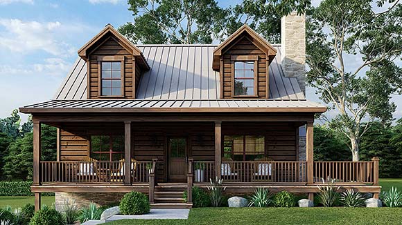 Cabin, Country, Farmhouse House Plan 82701 with 3 Beds, 3 Baths, 1 Car Garage Elevation
