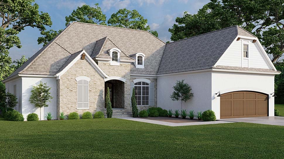 European, French Country, Traditional Plan with 2565 Sq. Ft., 4 Bedrooms, 5 Bathrooms, 2 Car Garage Picture 5