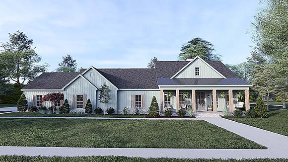Bungalow, Contemporary, Country, Craftsman, Farmhouse House Plan 82703 with 3 Beds, 3 Baths, 3 Car Garage Elevation