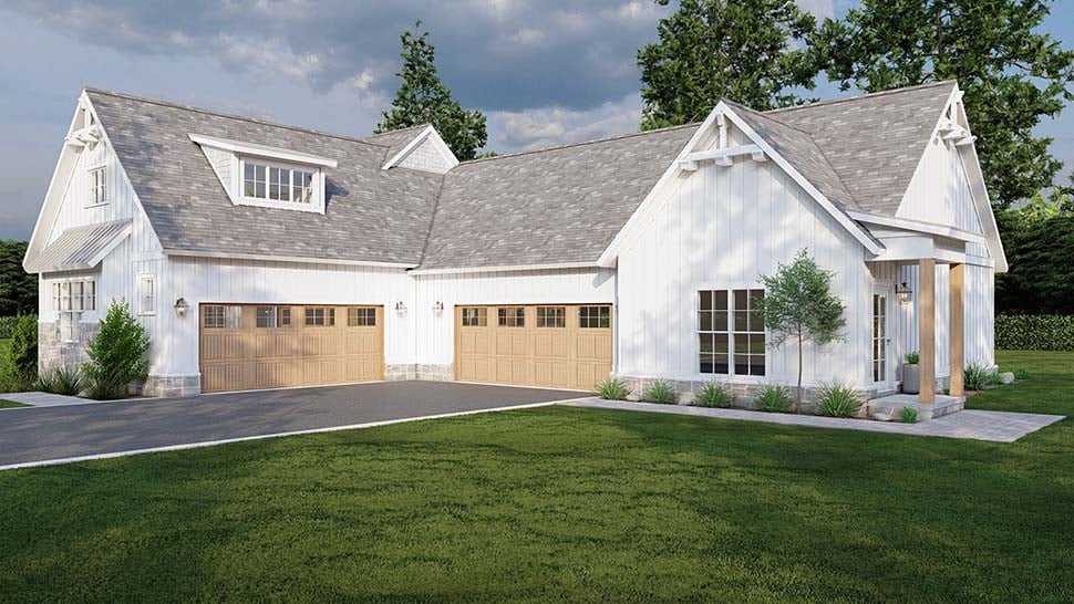 Bungalow, Contemporary, Country, Craftsman, Farmhouse Plan with 2715 Sq. Ft., 5 Bedrooms, 4 Bathrooms, 4 Car Garage Picture 4