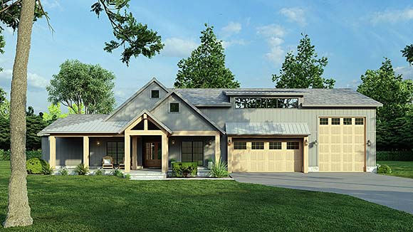 Bungalow, Contemporary, Country, Craftsman, Farmhouse, Traditional House Plan 82714 with 4 Beds, 3 Baths, 3 Car Garage Elevation