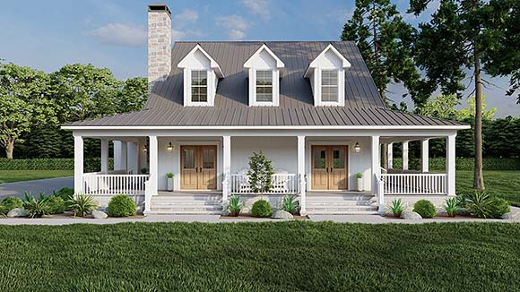 Coastal, Contemporary, Country, Farmhouse, Southern, Traditional House Plan 82717 with 3 Beds, 3 Baths, 3 Car Garage Elevation
