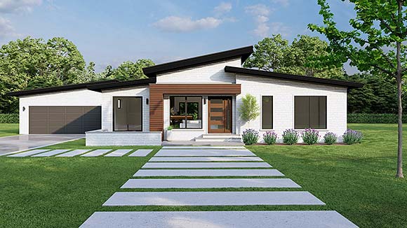 Contemporary, Modern House Plan 82719 with 3 Beds, 3 Baths, 2 Car Garage Elevation