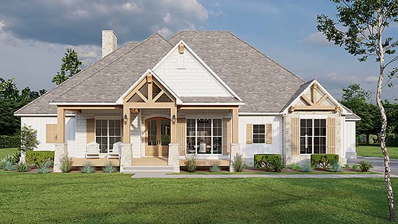 Bungalow, Coastal, Country, Craftsman, Farmhouse, Southern, Traditional House Plan 82723 with 3 Beds, 4 Baths, 2 Car Garage Elevation