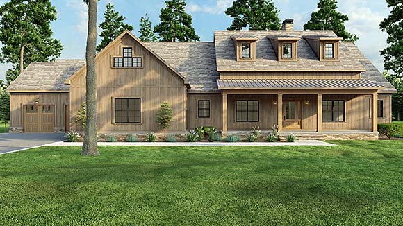 Bungalow, Country, Craftsman, Farmhouse, Southern, Traditional House Plan 82726 with 3 Beds, 3 Baths, 4 Car Garage Elevation