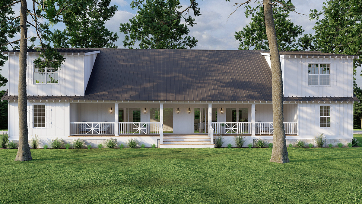Country, Farmhouse, Southern, Traditional Plan with 1461 Sq. Ft., 3 Bedrooms, 2 Bathrooms Rear Elevation