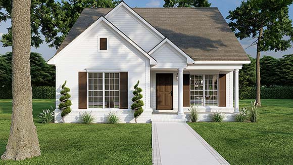 Country, Southern, Traditional House Plan 82730 with 3 Beds, 2 Baths Elevation