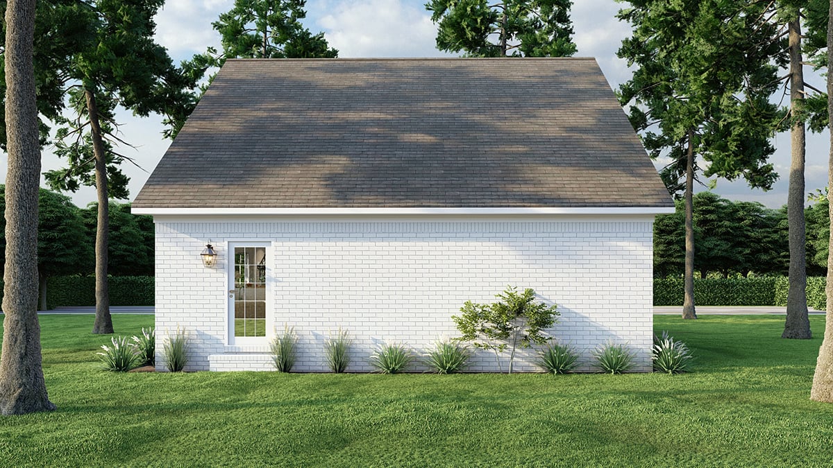 Country, Southern, Traditional Plan with 1265 Sq. Ft., 3 Bedrooms, 2 Bathrooms Rear Elevation