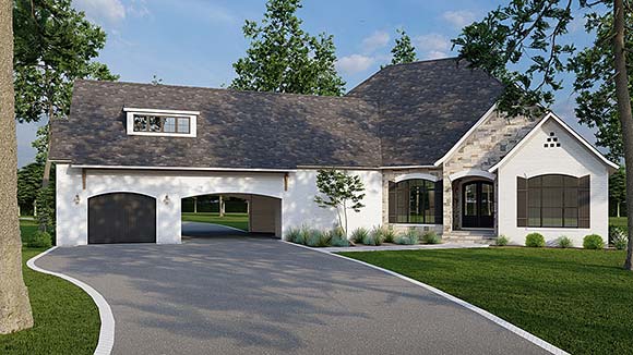Bungalow, Craftsman, European, French Country, Southern House Plan 82732 with 3 Beds, 3 Baths, 1 Car Garage Elevation