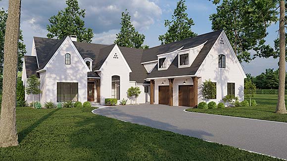 Bungalow, Contemporary, Craftsman, European, Southern, Traditional House Plan 82733 with 3 Beds, 4 Baths, 2 Car Garage Elevation