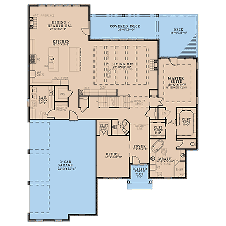 Contemporary, European, Modern House Plan 82734 with 5 Beds, 5 Baths, 3 Car Garage First Level Plan