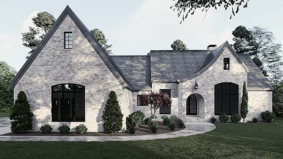 Contemporary, European, French Country, Modern House Plan 82735 with 3 Beds, 4 Baths, 3 Car Garage Elevation
