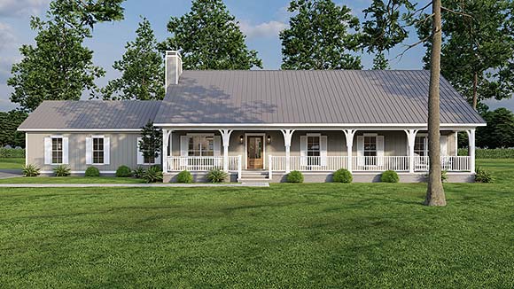 Cottage, Farmhouse, Ranch, Southern, Traditional House Plan 82738 with 3 Beds, 3 Baths, 3 Car Garage Elevation