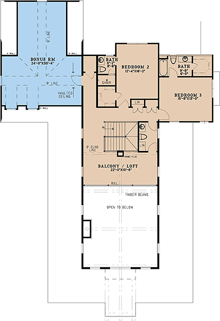 Barndominium, Farmhouse House Plan 82739 with 4 Beds, 6 Baths, 3 Car Garage Second Level Plan