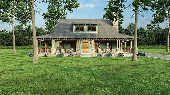 Cabin, Country, Farmhouse, Southern House Plan 82740 with 2 Beds, 2 Baths, 2 Car Garage Elevation