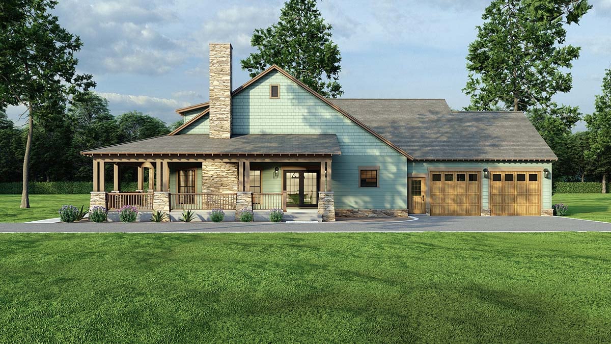 Cabin, Country, Farmhouse, Southern Plan with 1805 Sq. Ft., 2 Bedrooms, 2 Bathrooms, 2 Car Garage Picture 2