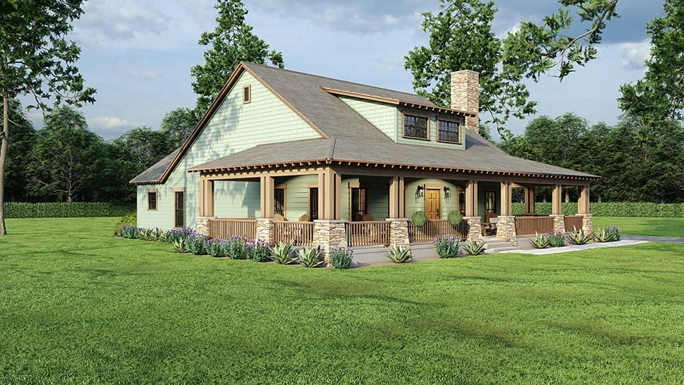 Cabin, Country, Farmhouse, Southern Plan with 1805 Sq. Ft., 2 Bedrooms, 2 Bathrooms, 2 Car Garage Picture 4