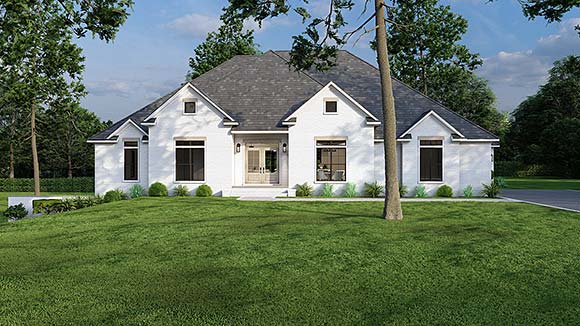Bungalow, Contemporary, Craftsman, Traditional House Plan 82741 with 4 Beds, 4 Baths, 2 Car Garage Elevation