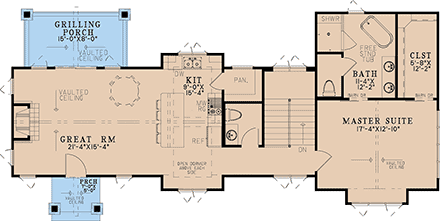 Bungalow, Cabin, Cottage, Craftsman House Plan 82742 with 2 Beds, 3 Baths First Level Plan