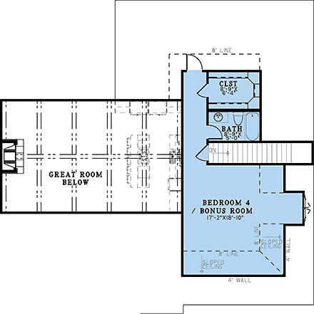 Bungalow, Craftsman House Plan 82744 with 3 Beds, 4 Baths, 2 Car Garage Second Level Plan