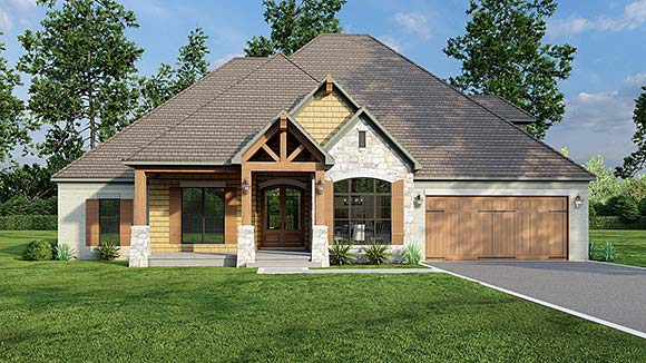 Bungalow, Craftsman House Plan 82744 with 3 Beds, 4 Baths, 2 Car Garage Elevation
