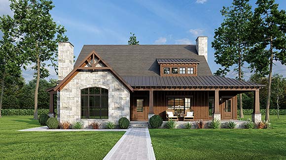 Bungalow, Country, Craftsman, Farmhouse, Southern House Plan 82746 with 3 Beds, 3 Baths Elevation