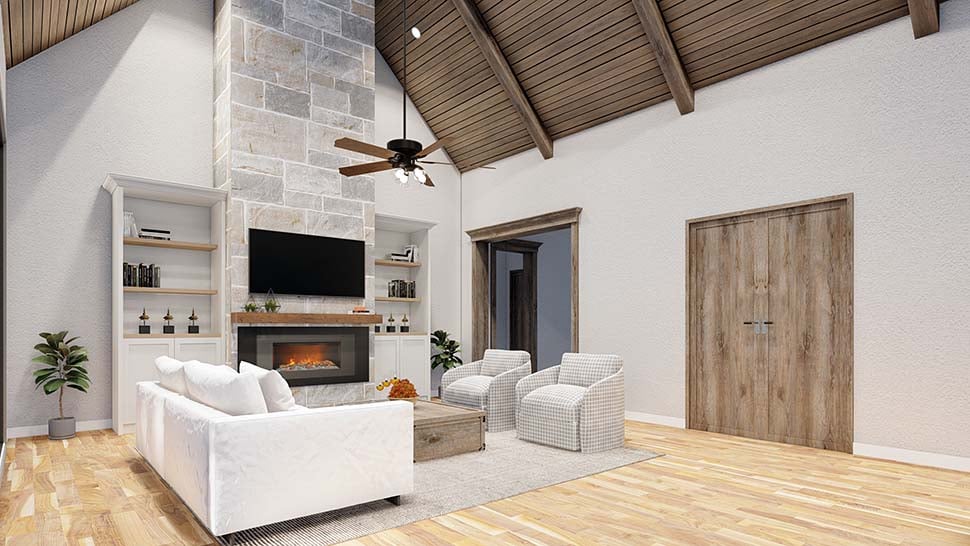 European, French Country, Southern, Traditional Plan with 4118 Sq. Ft., 4 Bedrooms, 4 Bathrooms, 3 Car Garage Picture 11