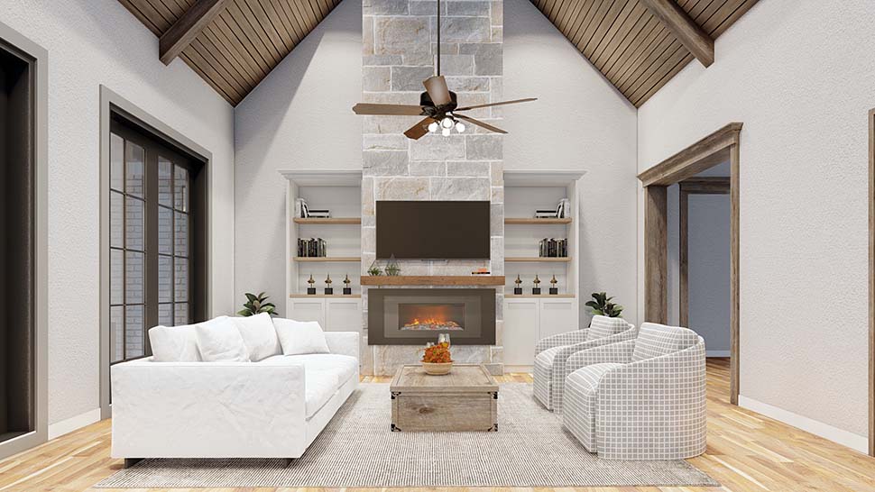 European, French Country, Southern, Traditional Plan with 4118 Sq. Ft., 4 Bedrooms, 4 Bathrooms, 3 Car Garage Picture 10