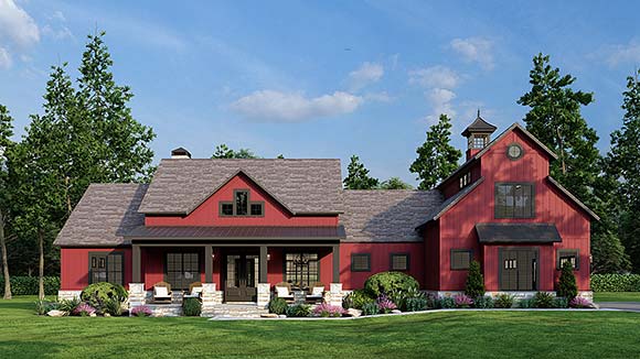 Barndominium, Country, Farmhouse House Plan 82748 with 3 Beds, 4 Baths, 2 Car Garage Elevation